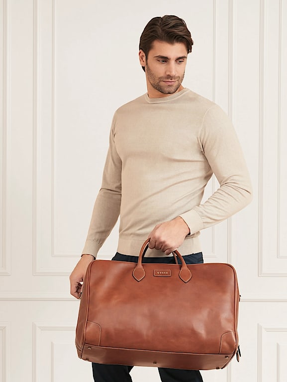 Leren weekendtas store heren sale
