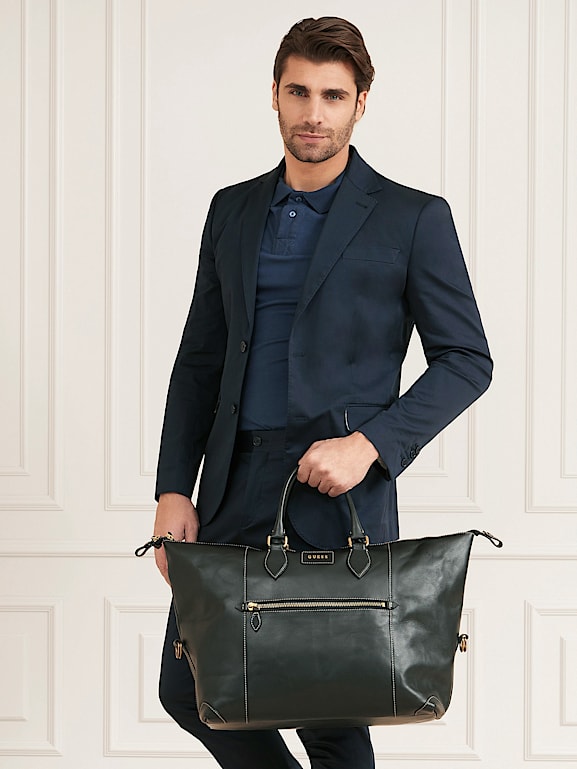 Grand sac de voyage en cuir véritable pour homme