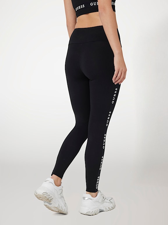 Guess Logo Tape Microfibre Leggings White - Guess Leggings