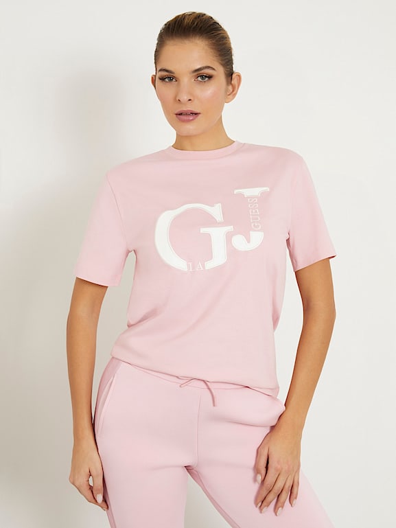 Camiseta guess rosa cheap mujer