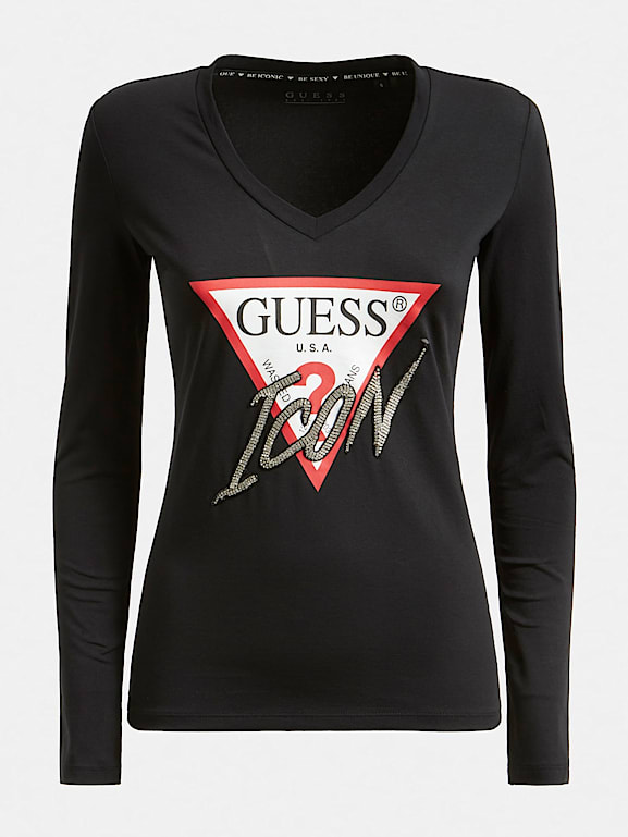 GUESS® T-SHIRT LOGO STRASS Donna