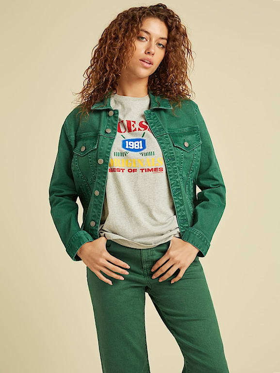 Giacca jeans verde discount
