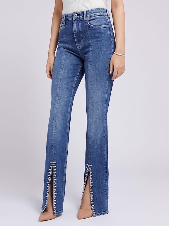 Jeans coupe droite à fentes aux chevilles top