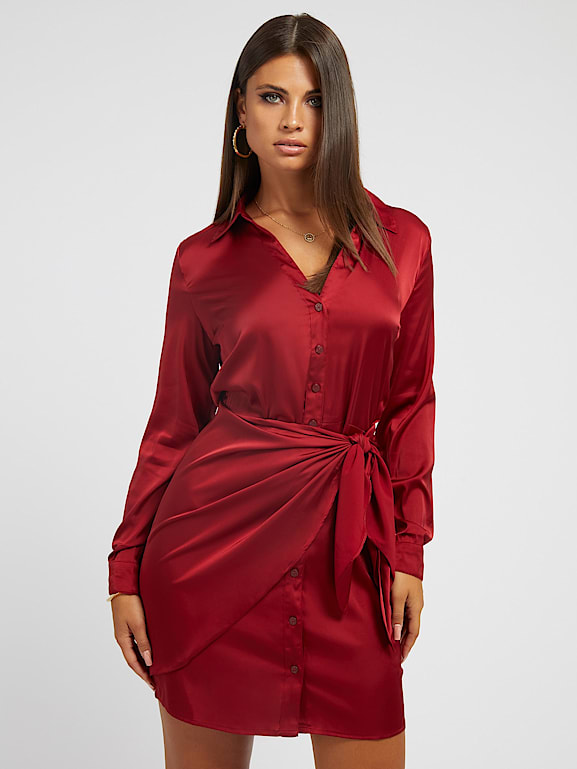 Robe chemisier rouge shop