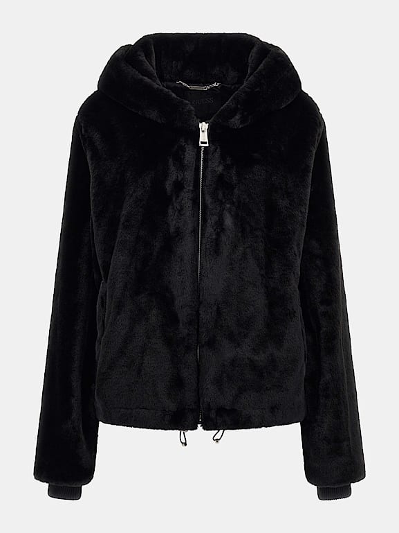 GUESS Back logo faux fur jacket