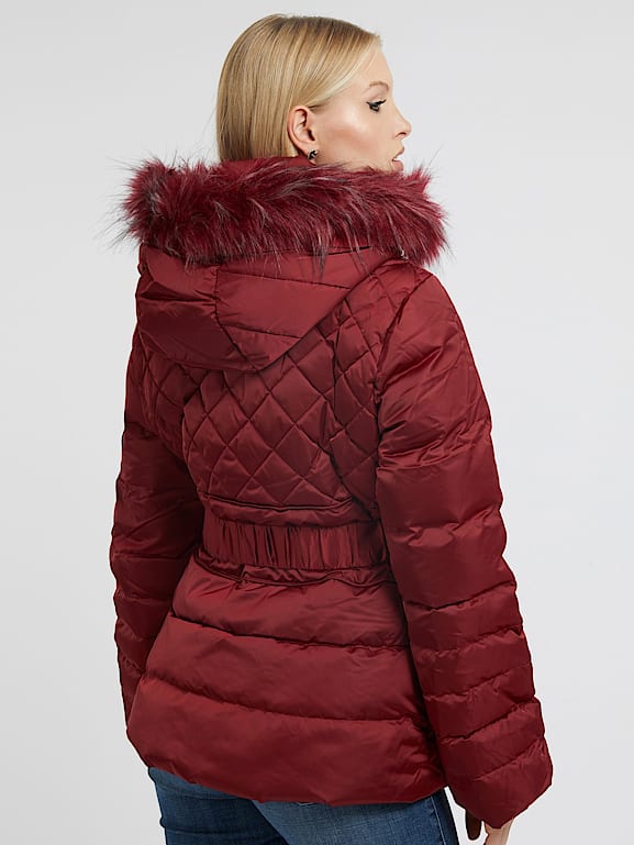 Doudoune duvet rouge femme sale