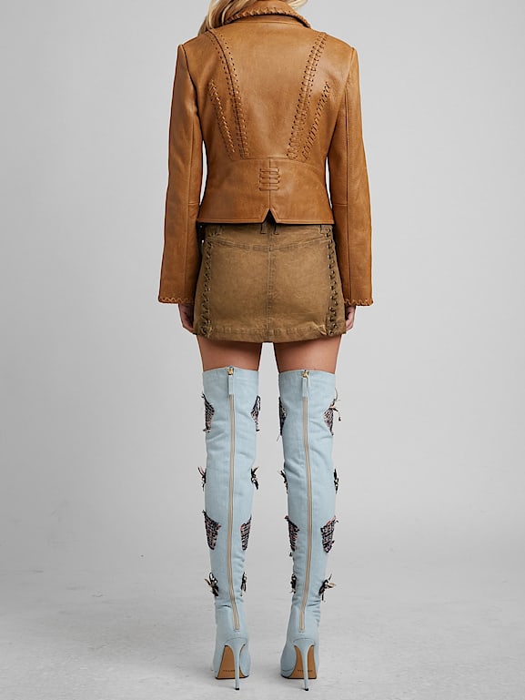 Veste a frange femme marron 2025