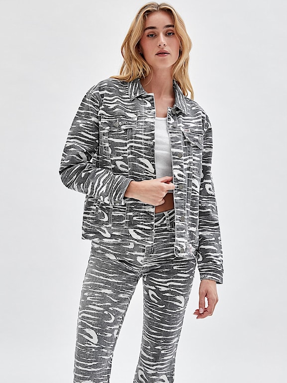 GUESS Zebra print denim jacket