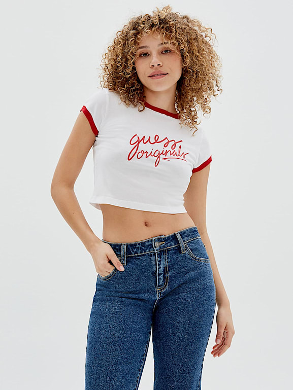 Guess t clearance shirt crop top