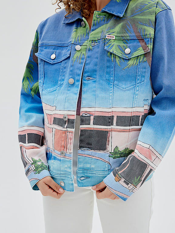 Calvin klein printed denim jacket new arrivals