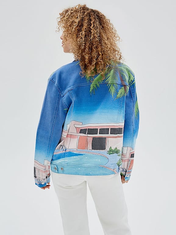 GUESS ALL OVER PRINT DENIM JACKET