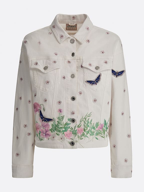 Guess embroidered denim jacket top