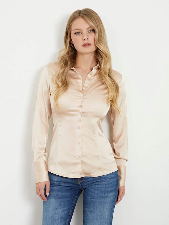 GUESS Camicia in satin slim fit Donna