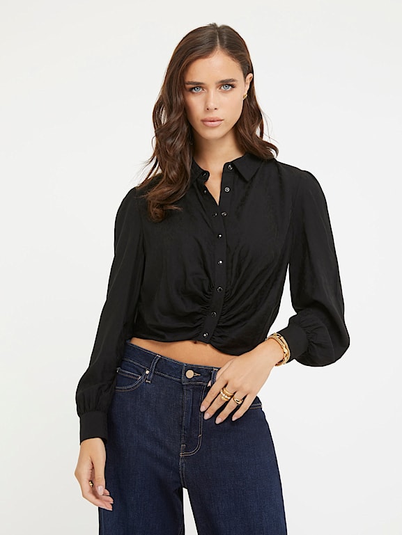 GUESS Chemisier crop animalier Femme