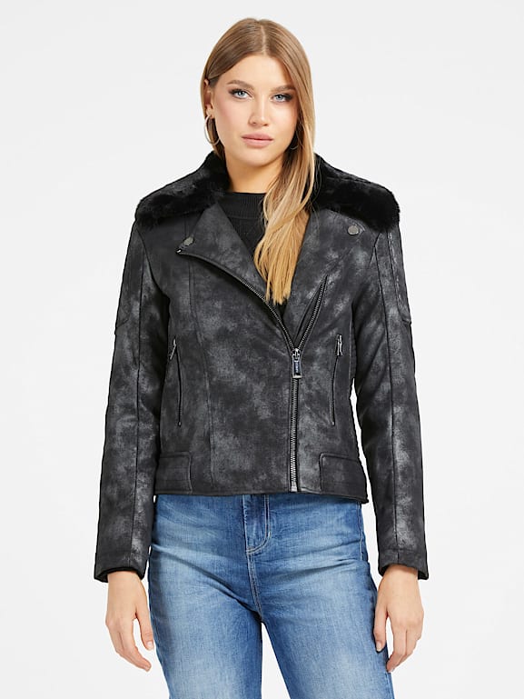 Veste simili cuir outlet guess
