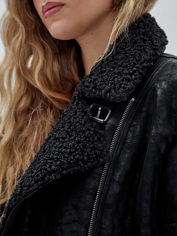Blouson biker fourrure store femme