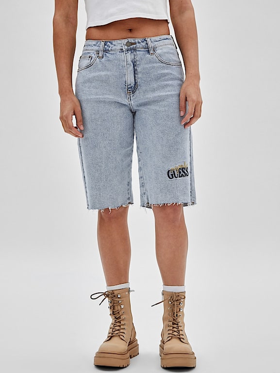 Baggy jean shorts womens hotsell
