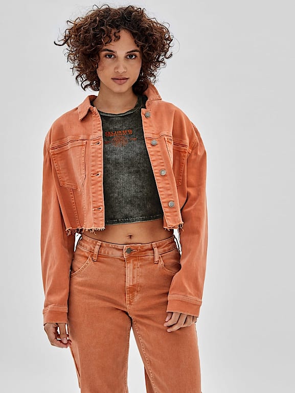 Womens orange denim jacket hotsell