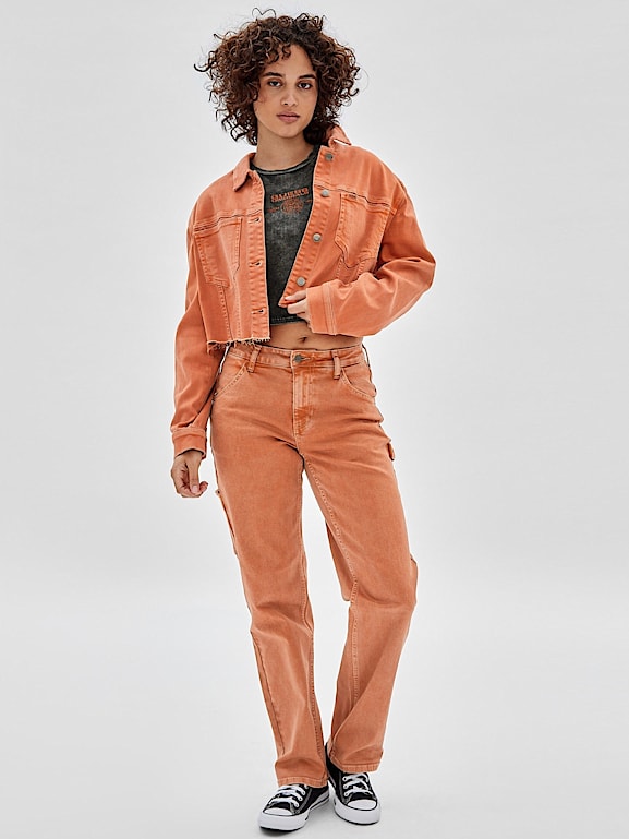 Veste en jean courte orange best sale