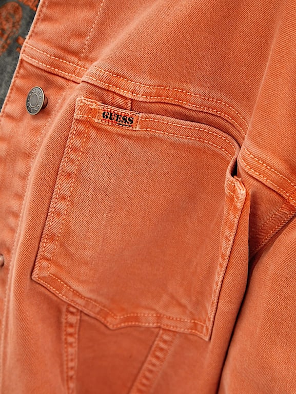 Mens orange jean jacket shop