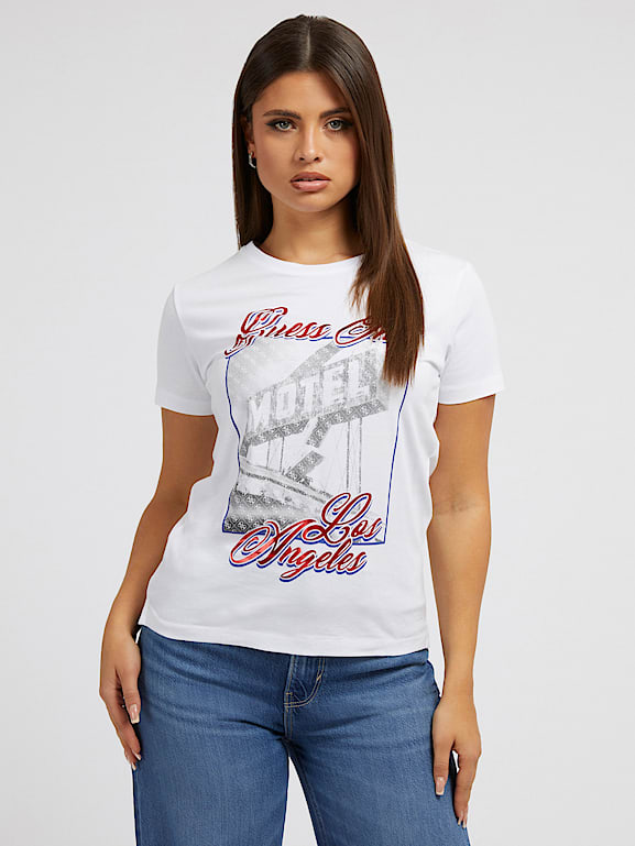 breuk tiener Fraude T-shirt met print op de voorkant Dames | Officiële GUESS® Website