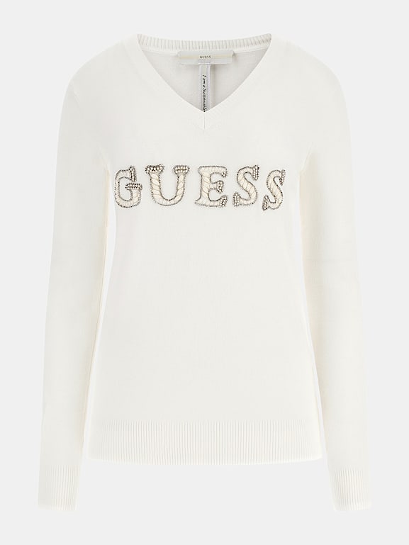Rhinestones front logo sweater Women | GUESS® Official Website