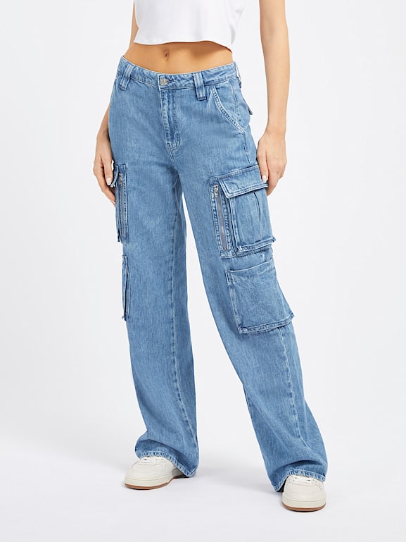 Cargo denim jeans womens discount