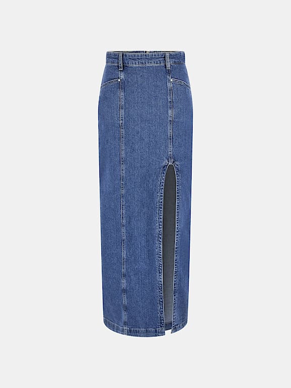 Длинная джинсовая юбка с разрезом Женщинам