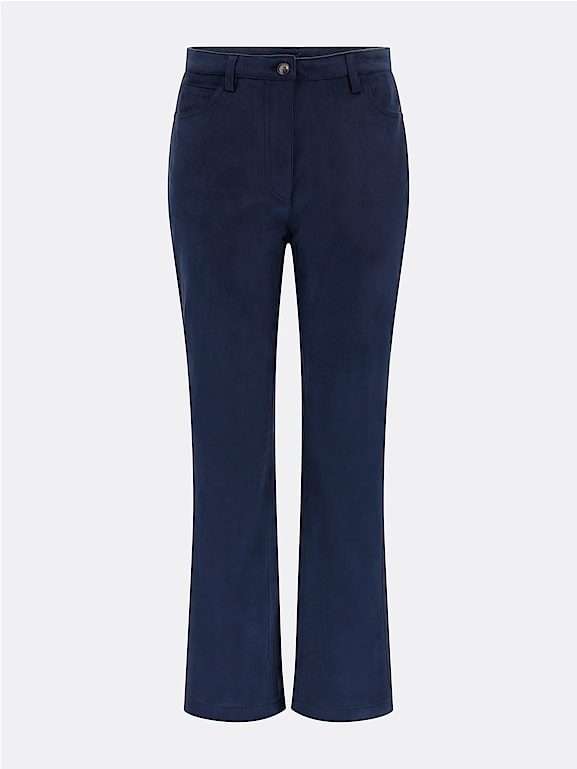 Blue suede pants top