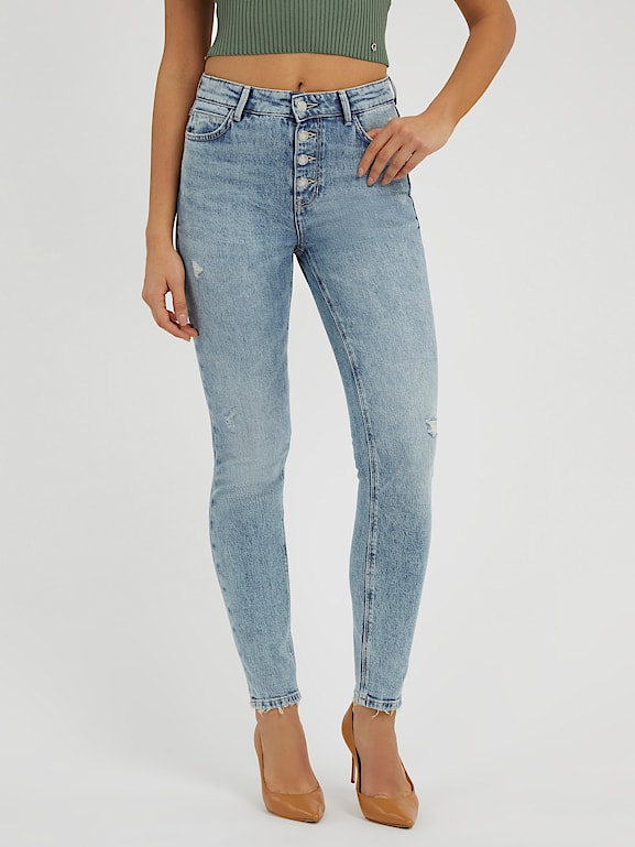 Calças de ganga corte skinny Guess mulher