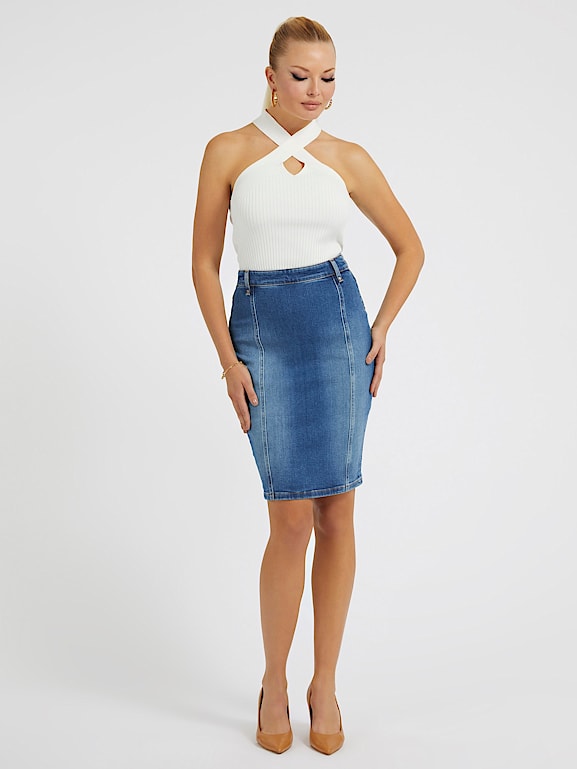 Guess denim pencil skirt store