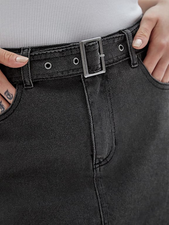 Guess black denim skirt hotsell