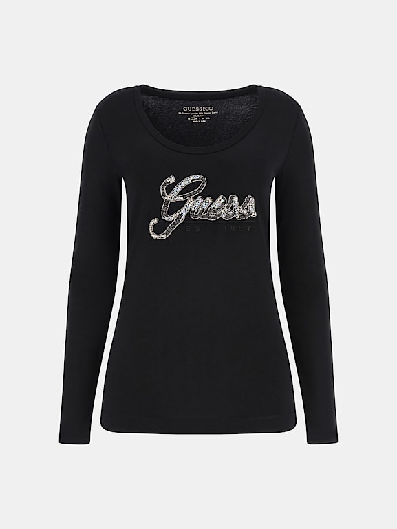 Guess T shirt donna Alva W3RI18 J1314 JBLK Black - Abbigliamento  Mediterraneo