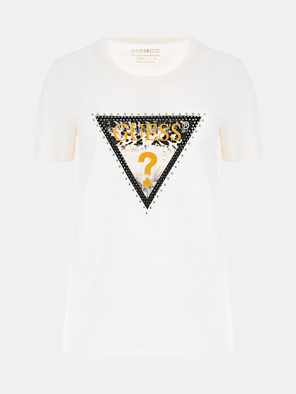 GUESS Camiseta logotipo tri ngulo Mujer