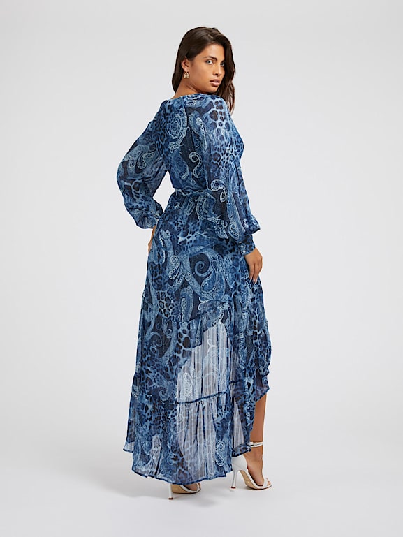 Robe longue deals imprimé cachemire