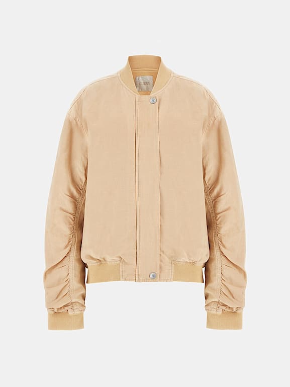 Linen-Blend Bomber Jacket