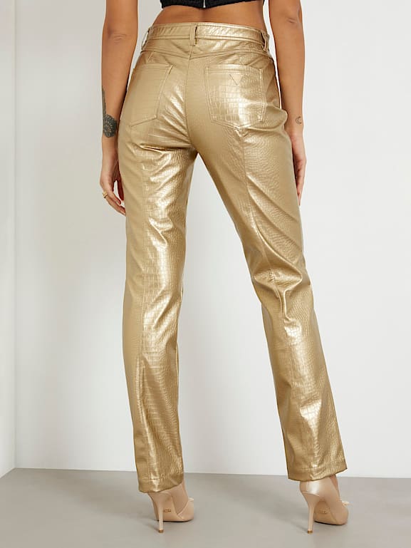 Gold online pleather pants