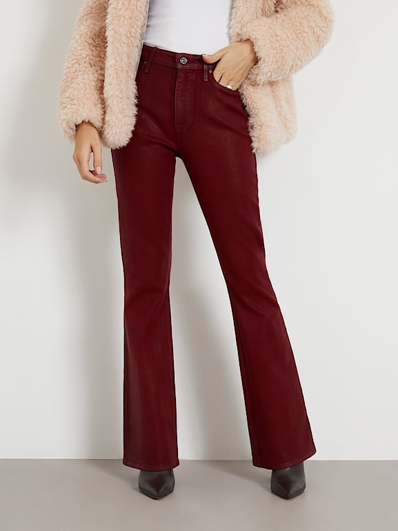 Pantal n vaquero acampanado de tiro alto Mujer GUESS Sitio Oficial