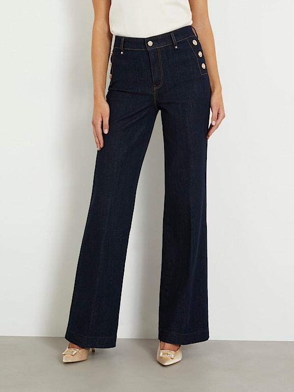 Jean taille discount haute boutons apparents