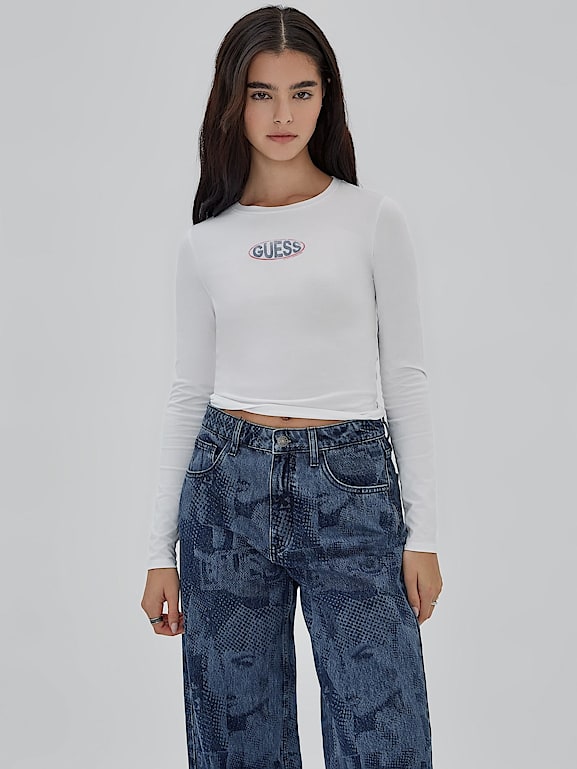 GUESS Originals Front logo stretch t shirt Women