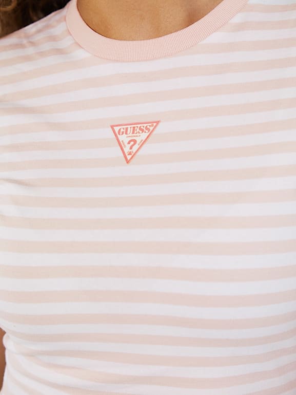 Pink striped sale guess shirt