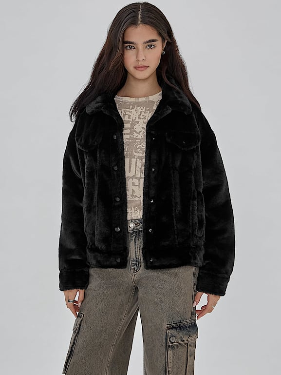 Guess fluffy on sale jacket