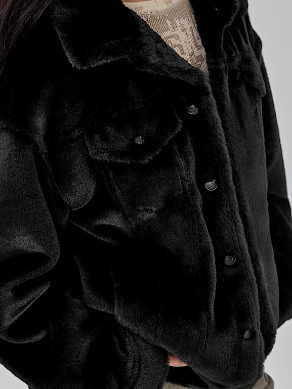 Guess faux fur denim jacket hotsell