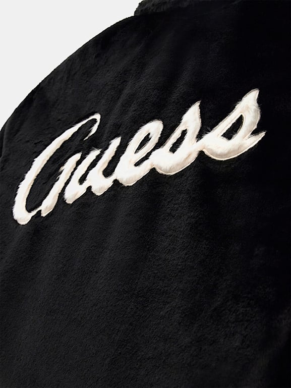 Guess faux fur logo bomber jacket shop
