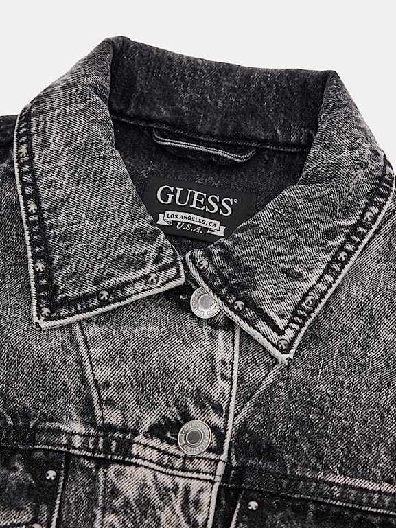 Black guess denim jacket sales