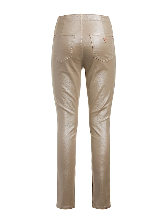 Guess gold metallic jeans top