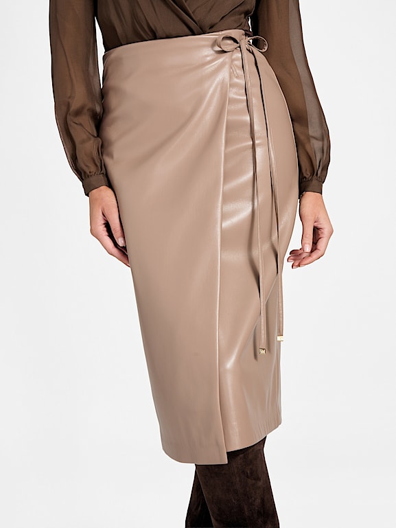 MARCIANO by GUESS® Gladys Faux-Leather Wrap Skirt
