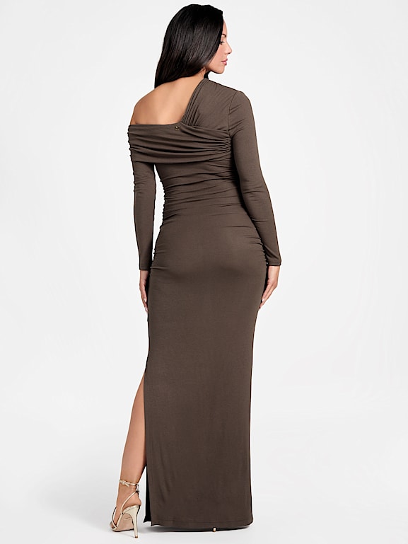 Vestido GUESS De Manga Larga Tirantes | Estilo Amber Cable Con Hombros Descubiertos | Tejido Con Fibras Sostenibles | Elegancia Y Comodidad
