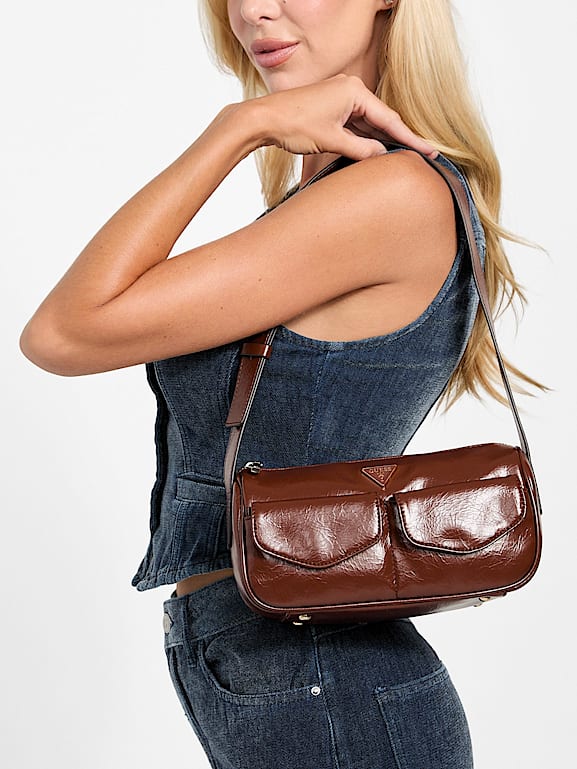 GUESS ヴィーガンクロコ革 ショルダーバック GUESS ヴィーガンクロコ革