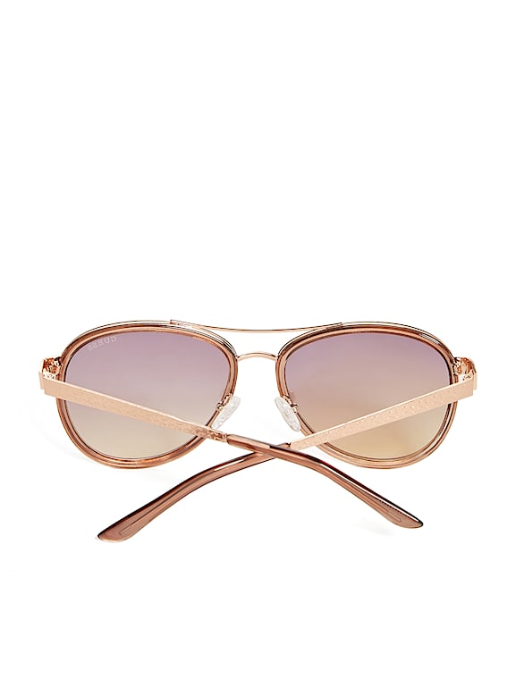 GUESS® Lunettes de soleil aviateur en plastique métallisé